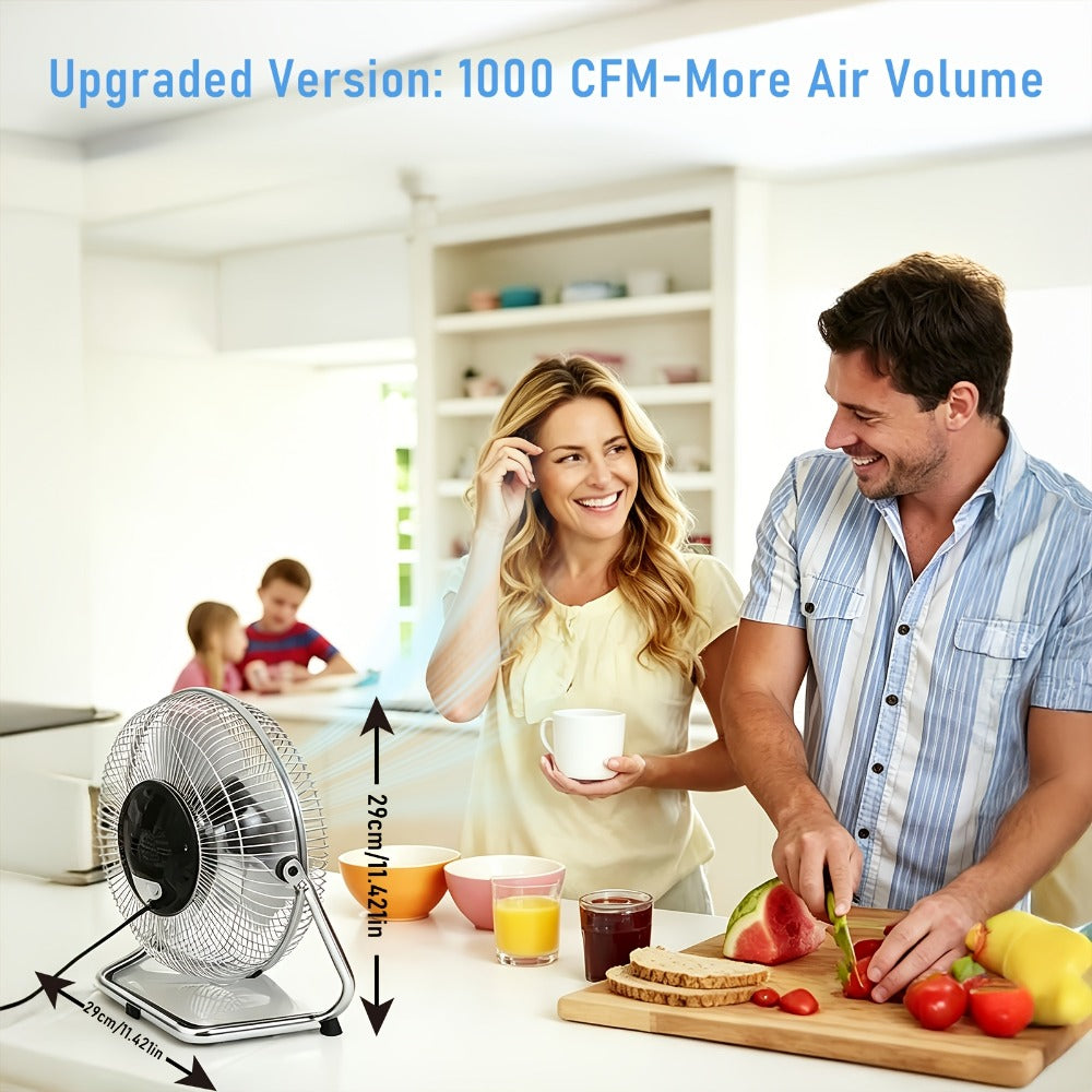 Industrial Floor Fan High Velocity 9 & 20 Inch – Metal Construction & Blades, 3-Speed Heavy Duty Fan for Industrial, Commercial & Garage Use | Silver, Black & Blue