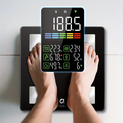 Smart Body Scale 14-in-1 – Body Fat Scale with BMI, Muscle Mass & 14 Health Metrics, Wireless Bluetooth App Sync, Auto Recognition, 500 lb Capacity, HD LED Display for Home & Gym Use