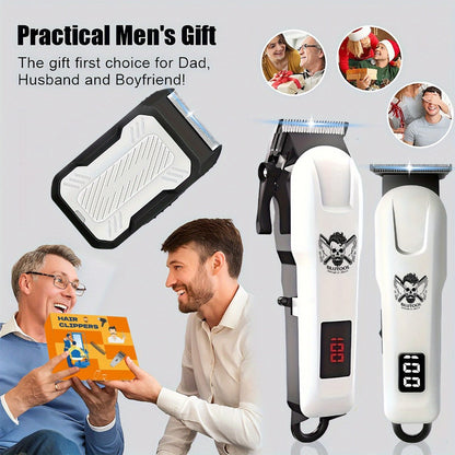 Electric Grooming Kit Hair Clipper & Razor Set USB Rechargeable with Digital Screen - 2 & 3 Piece Sets for Home Use & Salons, Professional Hair Trimmer, Great Gift for Father's Day, Birthday & Christmas