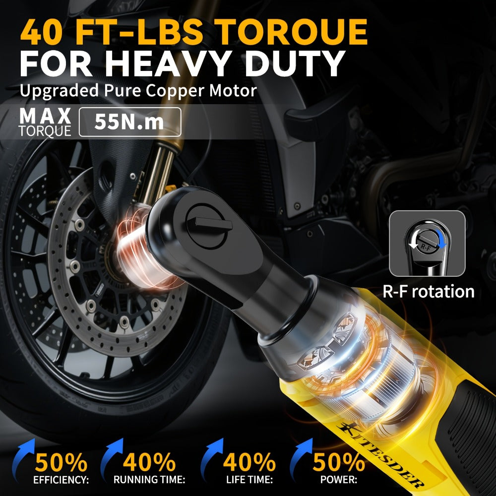 12V Electric Ratchet Wrench Set 400 RPM | 3/8" Cordless Power Ratchet Tool Kit with Variable Speed, 7 Sockets, 2.0Ah Lithium Battery & Fast Charger – Pipeline & Auto Repair