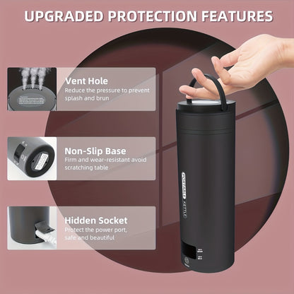 Travel Electric Kettle Mini Portable 304 Stainless Steel 4 Temperature Settings Auto Shut-Off Boil-Dry Protection BPA-Free Water Boiler for Tea Coffee White Black Pink