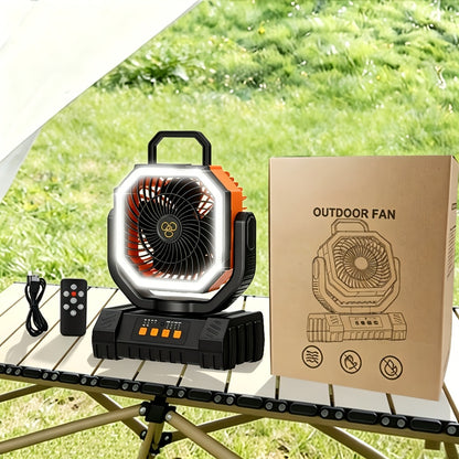 Camping Fan 20000mAh with LED Lantern and Remote Control, 4-Speed 90° Oscillation 1-8H Timer, 59-Hour Battery Life Power Bank Fan with Hook for Tent, Hiking, Outdoor and Indoor Use