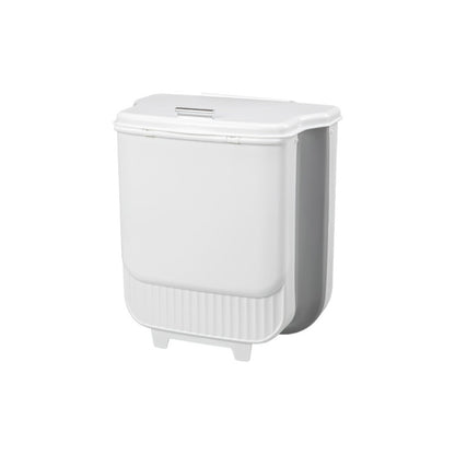 Collapsible Trash Can with Lid Wall Mounted Cabinet Door Hanging Waste Bin 1.85 Gallon Kitchen Bathroom Odor Control Space Saving Garbage Can