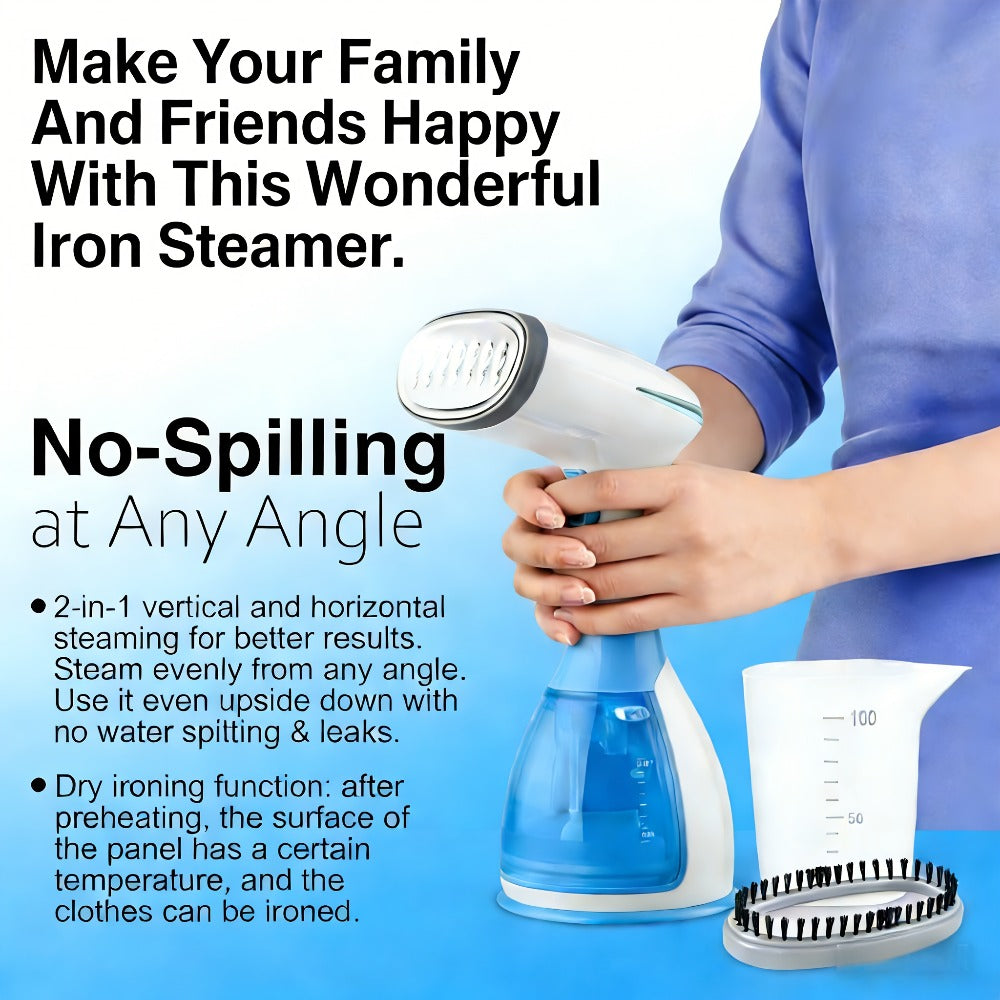Handheld Garment Steamer 1800W – Fast Heat-Up Clothes Steamer with 3 Steam Settings, 10oz Water Tank & 9.8ft Cord – Portable Travel Wrinkle Remover Safe for All Fabrics (Blue & Green)