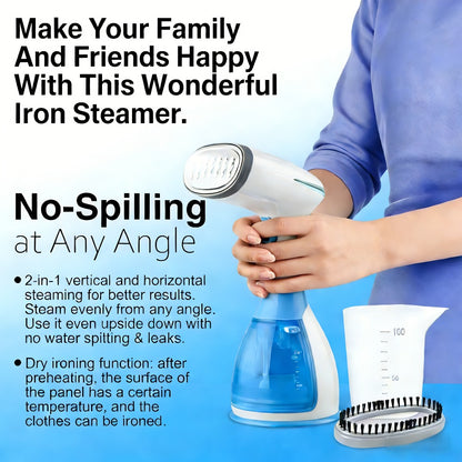 Handheld Garment Steamer 1800W – Fast Heat-Up Clothes Steamer with 3 Steam Settings, 10oz Water Tank & 9.8ft Cord – Portable Travel Wrinkle Remover Safe for All Fabrics (Blue & Green)