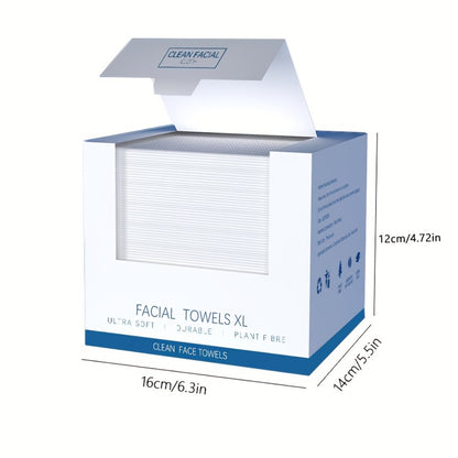 Disposable Facial Towels Extra Large Thick Dry Wet Cleansing Cotton Towel 40 Sheets Per Box 10.24x11.81 Inch Soft Skin-Friendly Face Wash Towel for Daily Skincare Makeup Removal