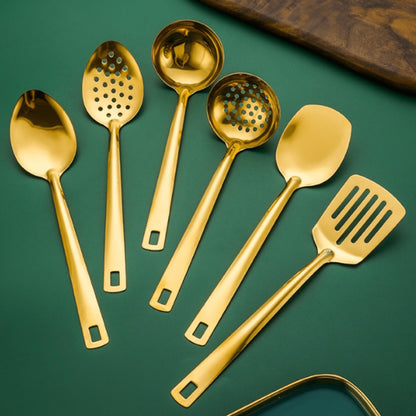 6 Piece Korean Style Stainless Steel Kitchen Utensil Set Cooking Spoons Spatula Ladle Strainer Hot Pot Clips for Cooking Buffet Restaurant