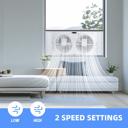 Window Fan 9 Inch Twin Expandable Dual Fan, 3-Speed with Remote Control or Manual Control, Reversible Airflow Indoor Window Fan for Bedroom, Living Room, Kitchen and Office