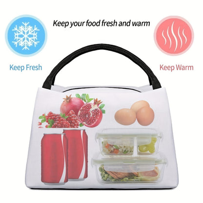 Insulated Lunch Bag with Cat Design - Reusable Polyester Lunch Tote for Women, Portable Cooler Bag for Work, Picnic, Hiking & Beach, Easy to Clean, Animal Print