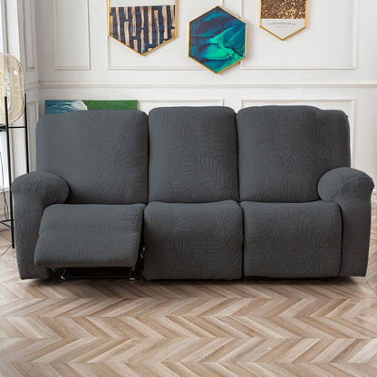 Jacquard Stretch Sofa Recliner Cover Big Leaves - High Stretch Soft Washable Slipcover for 1 2 3 Seat Loveseat with Console Furniture Protector Home Decor, 6 Colors
