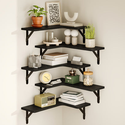 Corner Floating Shelves Wall Mounted Set – Multi-Color Rustic Corner Shelf for Bedroom, Bathroom, Kitchen & Living Room