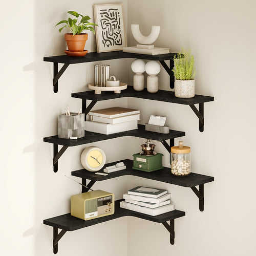 Corner Floating Shelves Wall Mounted Set – Multi-Color Rustic Corner Shelf for Bedroom, Bathroom, Kitchen & Living Room