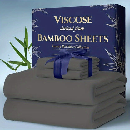 Bamboo Cooling Bed Sheets 6-Piece Set Deep Pocket Fits Twin Full Queen King Ultra-Soft Breathable Bedding for Hot Sleepers Machine Washable Double-Stitched