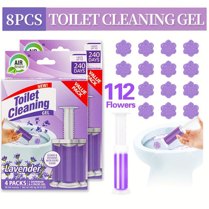 Toilet Cleaning Gel Stamp with Dispenser, Toilet Bowl Freshener & Cleaner Gel Stamps Prevent Scale & Toilet Ring, 6 Scents – Ocean, Lavender, Floral, Peach, Lemon, Pine – 4 Pcs or 8 Pcs Pack