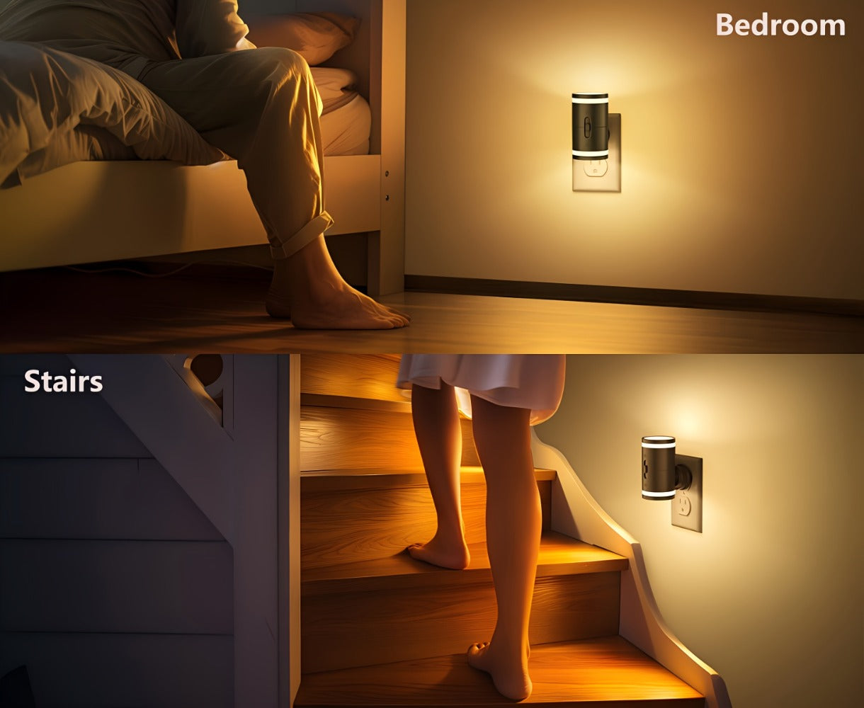 LED Night Light Plug In Dusk to Dawn Sensor – 5-120LM Adjustable Brightness, 3 Color Temperatures, Modern Plug-In Night Lights for Hallway, Bedroom, Staircase, Bathroom & Toddler Room, 2 or 4 Pack