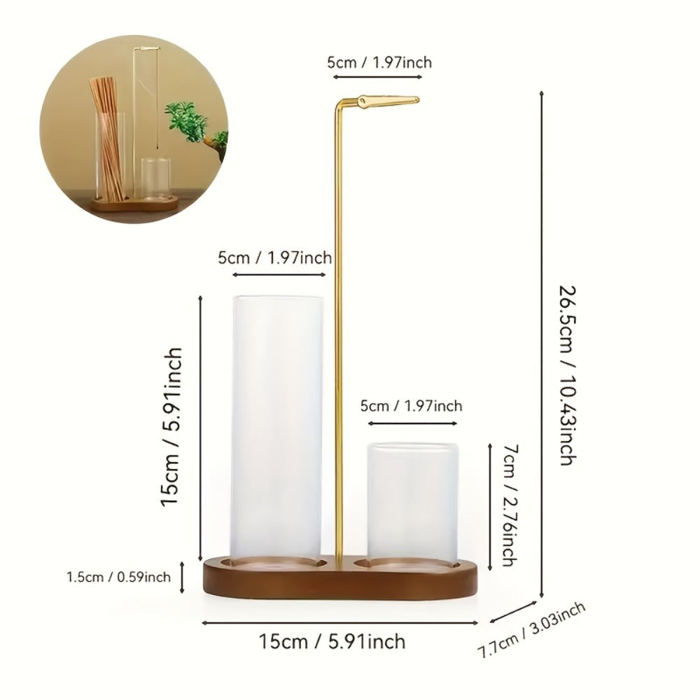 Glass Incense Burner 2-in-1 with Removable Ash Collector & Candle Holder – Incense Stick Holder for Meditation, Yoga, Tea Ceremony & Home Decor – Spiritual Relaxation Gift in Log & Retro Style