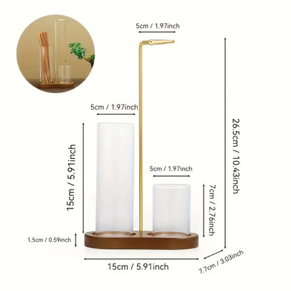 Glass Incense Burner 2-in-1 with Removable Ash Collector & Candle Holder – Incense Stick Holder for Meditation, Yoga, Tea Ceremony & Home Decor – Spiritual Relaxation Gift in Log & Retro Style