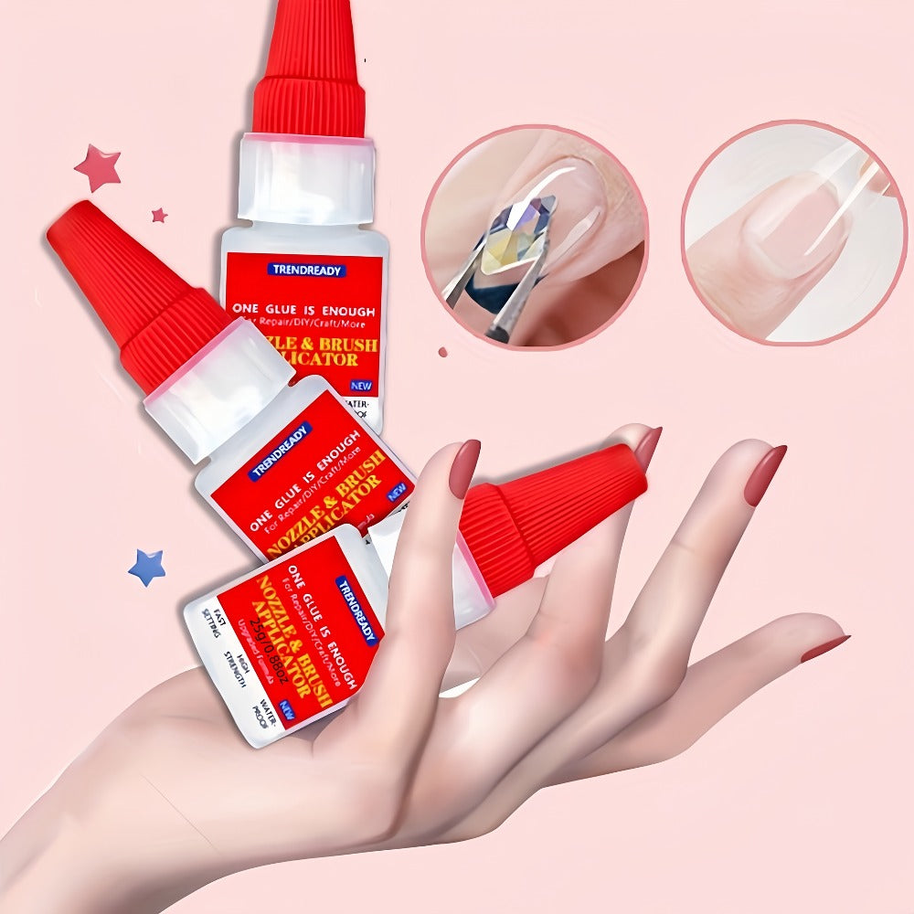 Nail Glue Salon Grade Super Glue 2-Pack – Heavy Duty Clear Adhesive for Artificial Nails, Multi-Surface Repairs, Waterproof with Dropper & Brush, Non-Yellowing