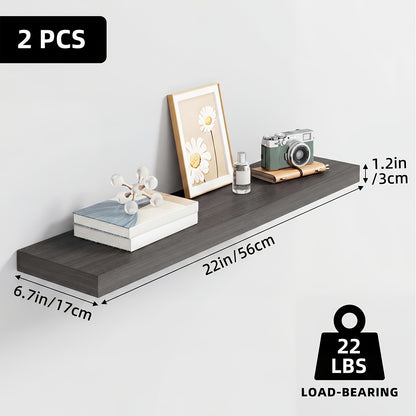 Floating Wall Shelves Set – Wooden Wall-Mounted Shelves for Living Room, Kitchen & Bathroom (2/4/6pcs, 15.7"/19.7"/22")