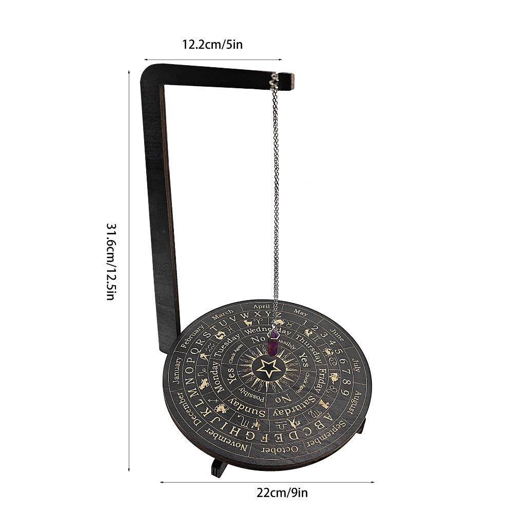 Wooden Pendulum Stand for Divination – Crystal Display Holder, Witchcraft Altar Decor, Meditation Ritual Necklace Organizer & Constellation Moon