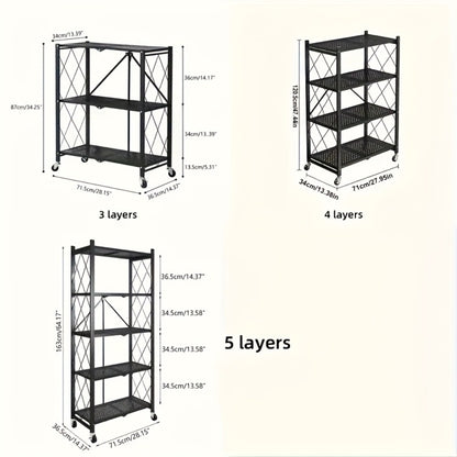 Rolling Storage Rack with Wheels – 3, 4 or 5 Tier Portable Movable Shelving Unit, No Assembly Required, Large Capacity Floor Storage Shelf for Garage, Balcony, Camping, Outdoor & Commercial Use
