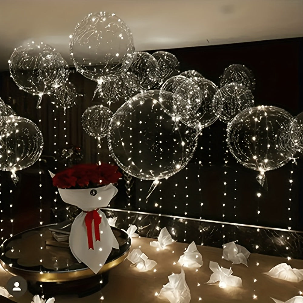 LED Bubble Balloon Set 40 Pack (20 Balloons + 20 LED Lights) for Birthday Wedding Christmas Halloween Party Decoration – White & Yellow, Helium Compatible, Battery Not Included