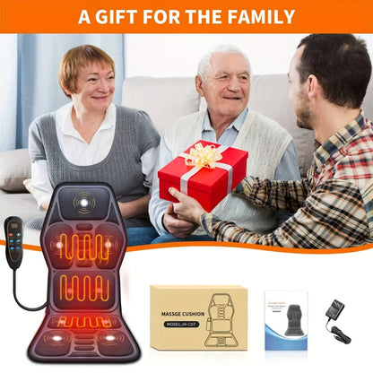 Massage Seat Cushion with Heat 9 Vibration Motors Triple Heating Pad Lumbar Traction Full Body Massager for Back Waist Hip Leg for Couch Chair Gift for Mom Dad Women Men
