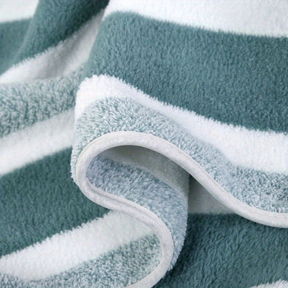 Striped Bath Towel Set 1 or 4 Pack 346GSM - 100% Polyester Super Soft Skin Friendly Absorbent Quick Dry | 70x140cm 27.6x55.1in | Green Gray Red Multi-Color | Home Bathroom Beach Essentials