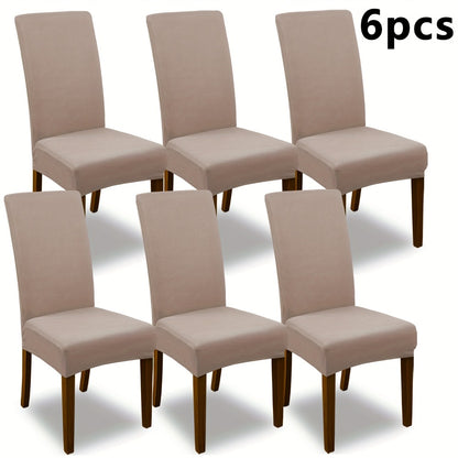 Stretch Dining Chair Covers Set | Elastic Jacquard Slipcovers for Dining Room Kitchen Wedding Office, 4pcs or 6pcs, 9 Colors, Washable Furniture Protector
