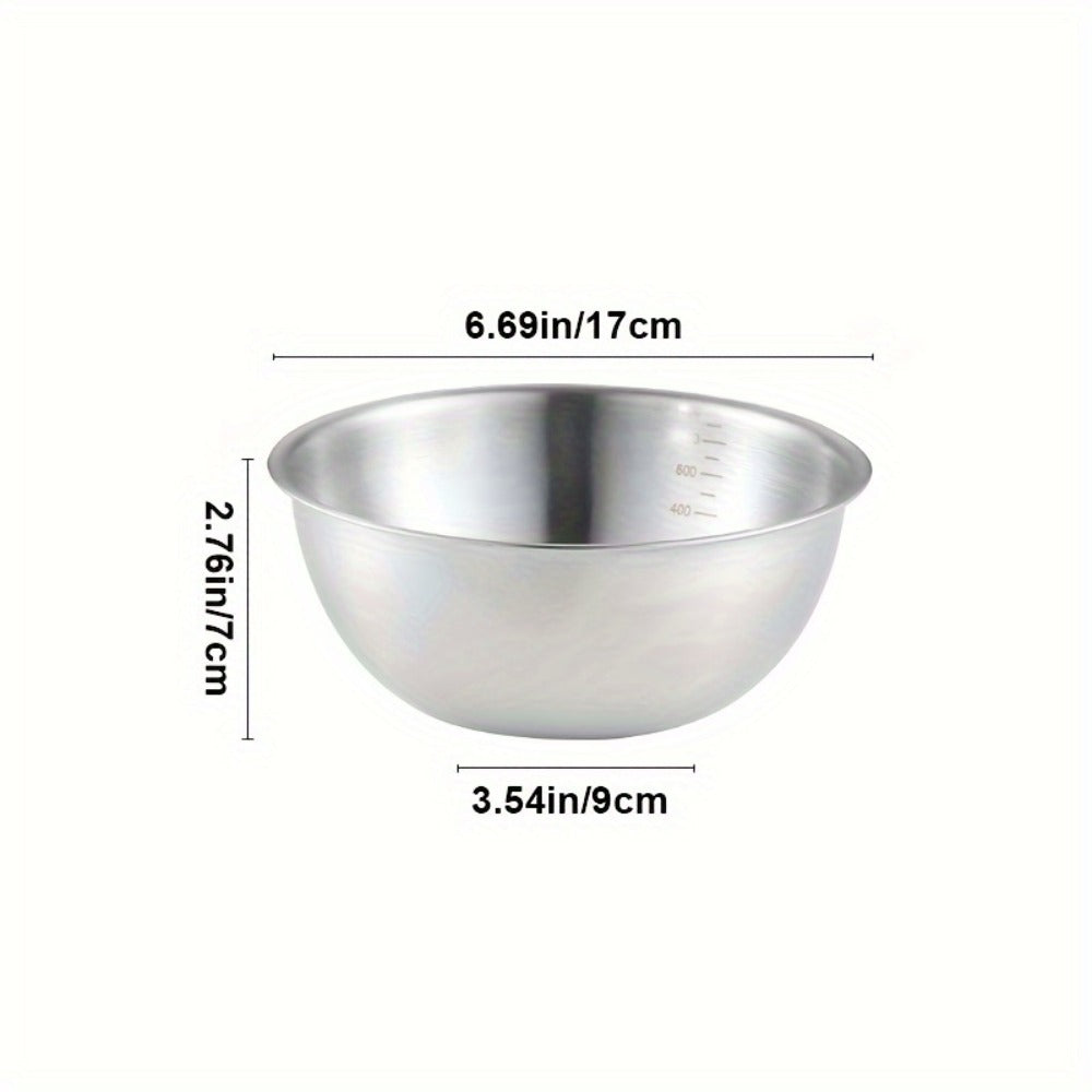 Stainless Steel Mixing Bowl Set 3-Piece with Measuring Marks – Small Medium Large Nesting Bowls for Cooking, Baking & Food Prep, Durable 304 Stainless Steel Salad Bowl Set for Kitchen & Restaurant