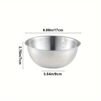 Stainless Steel Mixing Bowl Set 3-Piece with Measuring Marks – Small Medium Large Nesting Bowls for Cooking, Baking & Food Prep, Durable 304 Stainless Steel Salad Bowl Set for Kitchen & Restaurant