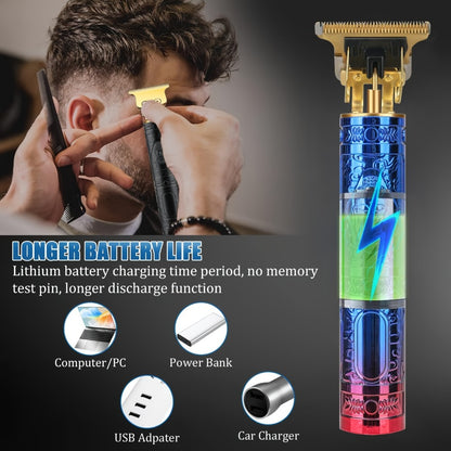 Cordless Hair Clipper for Men - Alloy Golden T-Blade, 4 Guide Combs, 120 Min Runtime, USB Rechargeable, Low Noise Constant Speed Motor, Skin-Friendly Fade & Carving Barber Trimmer