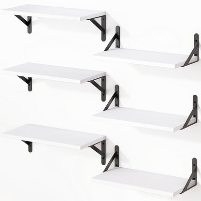 Floating Shelves for Wall – 3 or 6pcs Heavy Duty Farmhouse Wall Shelves for Bedroom, Bathroom, Living Room & Kitchen Decor – Long Ledge Shelf for Storage & Display (Multiple Colors & Sizes)