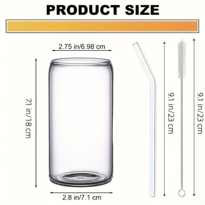Glass Coffee Mug with Bamboo Lid & Straw | Iced Coffee Glass Cup Set, Mason Jar Mug, Reusable Drinking Glasses, Holiday Gift