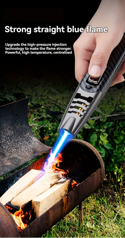 Kitchen Torch Lighter Carbon Fiber Windproof, Adjustable High-Temperature Flame with Safety Lock, Refillable Butane Culinary Torch for Baking, Creme Brulee, Caramel, Welding & Outdoor Use – Black & Gray (Butane Not Included)