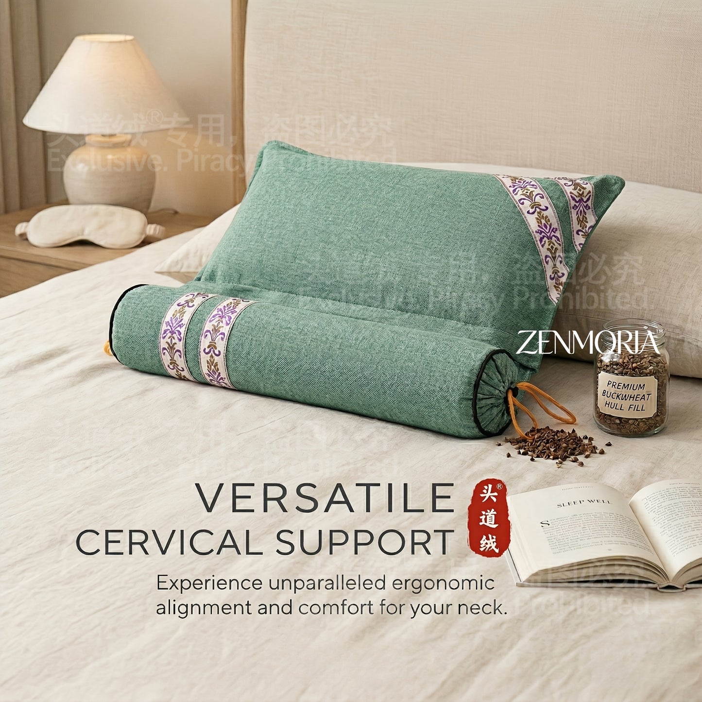 Detachable 2-in-1 Buckwheat Pillow – Ergonomic Support & Adjustable Comfort for Better Sleep
