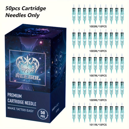 Tattoo Cartridge Needles Disposable 20/50pcs - Standard Round Liner RL & Round Magnum RM Mixed Sizes, Sterile Tattoo Needle Cartridges for Professional Artists & Beginners, Body Art Supplies