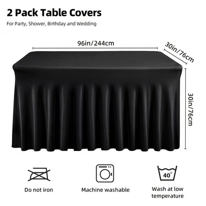 Table Skirts Tulle Table Cloth Rectangle 4ft 6ft Black White Non-Woven Fabric Table Skirt for Birthday Party Graduation Wedding Family Dinner Christmas Holiday Decoration