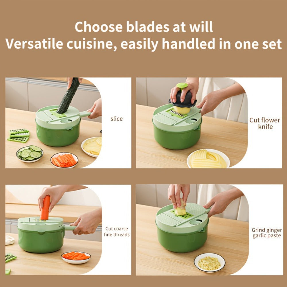 Vegetable Chopper 16-in-1 Manual Food Chopper Slicer Dicer Grater with Container – Professional Onion Potato Carrot Cutter Kitchen Tool