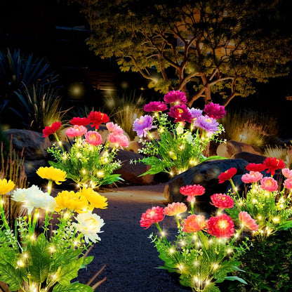 Solar Garden Lights Outdoor Waterproof – 5pcs Simulated Snow Lotus Flower LED Stake Lights for Lawn, Garden, Pathway, Courtyard, Patio Decor, Warm White Glow, Holiday Gift