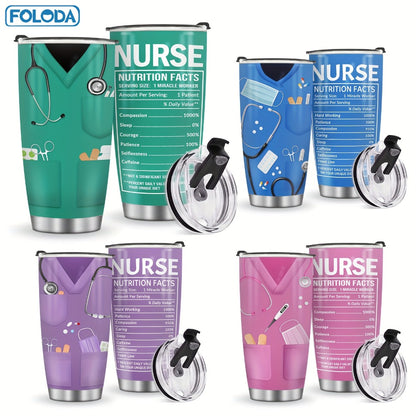 Nurse Tumbler 20oz Stainless Steel Double Wall Vacuum Insulated Travel Mug with Lid Leak-Proof Oval Water Bottle Funny Nurse Design Gift for Nurses Doctors Healthcare Workers Christmas Valentine Appreciation