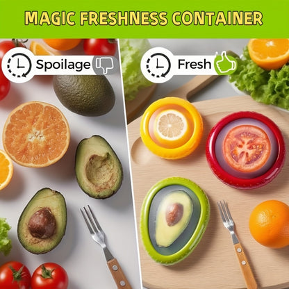 Silicone Food Storage Container Set – Reusable Produce Saver for Avocado, Onion, Tomato, Lemon, Garlic & Potato – Fridge-Safe Vegetable & Fruit Preservation Boxes, Reduce Food Waste