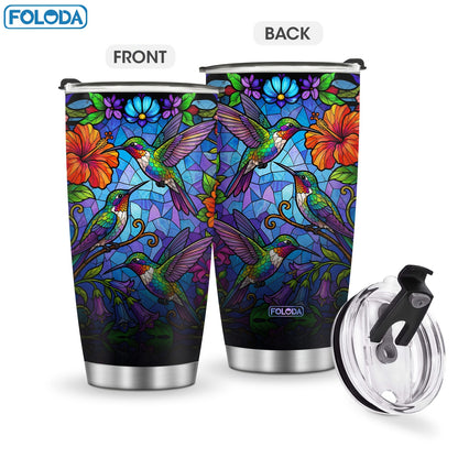 Hummingbird Flower Vacuum Insulated Travel Tumbler 20oz – Gift for Mom Grandma Sister Daughter Birthday Valentine's Day