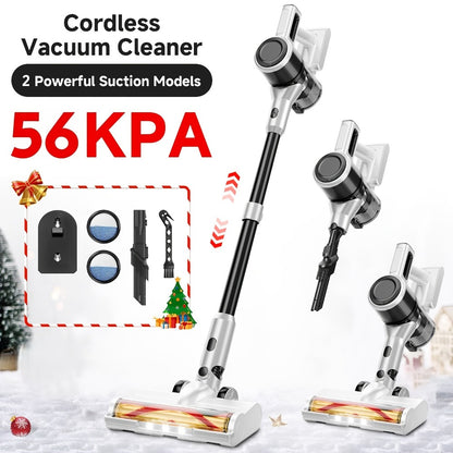 Cordless Stick Vacuum Cleaner 56-68Kpa – Lightweight 8-in-1 Handheld Vacuum with Rechargeable Battery, 45 Min Runtime for Hard Floors, Carpets & Pet Hair