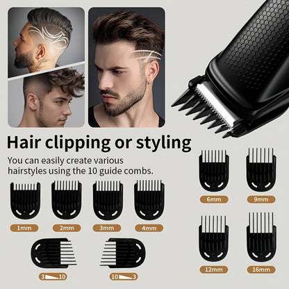 Beard Trimmer for Men Cordless Hair Clipper Electric Shaver Facial Mustache Body Hair Grooming Kit USB Rechargeable All-in-One Grooming Tool Gift for Men Black