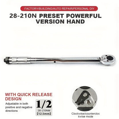 Torque Wrench Adjustable Drive 3/8" & 1/2" - Preset Click Torque Wrench for Automotive, Bike & Bicycle Maintenance, Ratchet Wrench with Dual Scale, Accurate & Durable, Gift for Husband & Car Enthusiasts