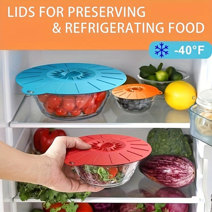 Silicone Food Lids 7 Pack 5 Sizes Reusable Stretch Lids for Bowls Cups Pots Pans – BPA Free Microwave Splatter Cover Airtight Leakproof Food Storage Lids Dishwasher Freezer Safe