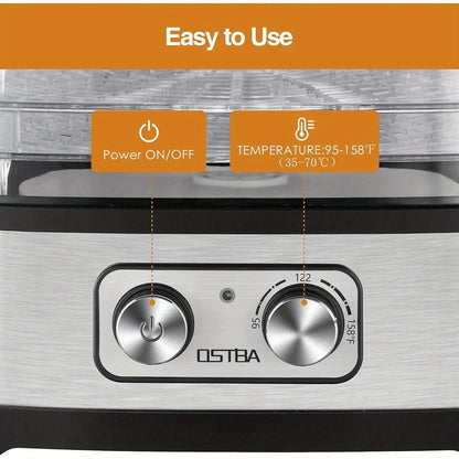Food Dehydrator 240W with Temperature Control | BPA-Free Dishwasher-Safe Trays, Electric Food Dryer for Jerky, Fruits, Herbs & Vegetables, Recipe Book Included – 5-Tray & 8-Tray Options