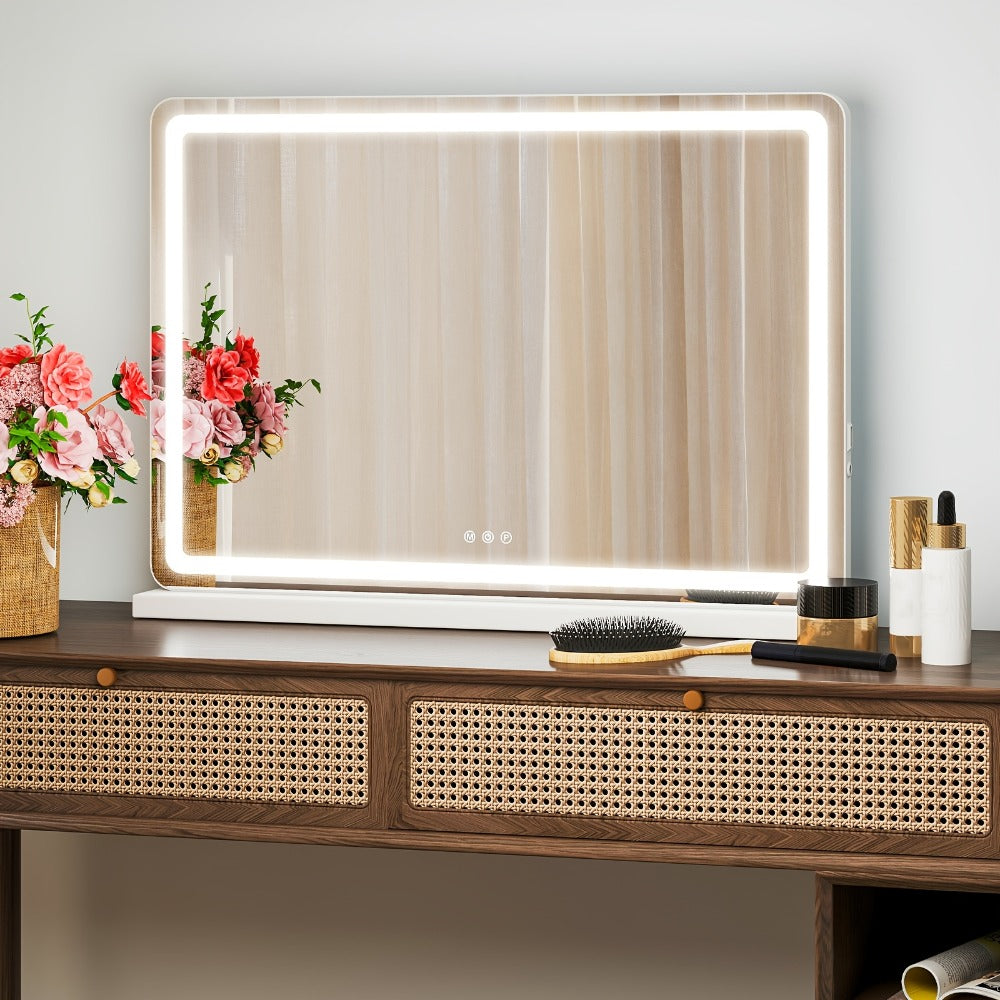 LED Vanity Mirror with Lights – Dimmable 3 Color Modes, Memory Function, USB Port & Aluminum Frame for Bathroom, Bedroom & Desk Makeup Mirror, 13x17 / 22x19 / 32x22 in