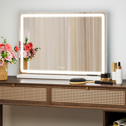 LED Vanity Mirror with Lights – Dimmable 3 Color Modes, Memory Function, USB Port & Aluminum Frame for Bathroom, Bedroom & Desk Makeup Mirror, 13x17 / 22x19 / 32x22 in